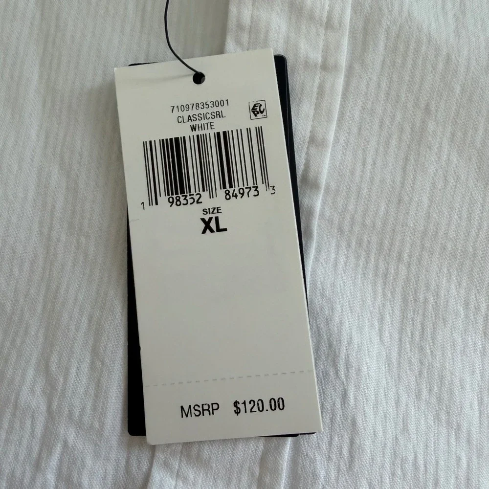 Polo Ralph Lauren RL Untucked Fit White Seersucker Short Sleeve Men XL NWT